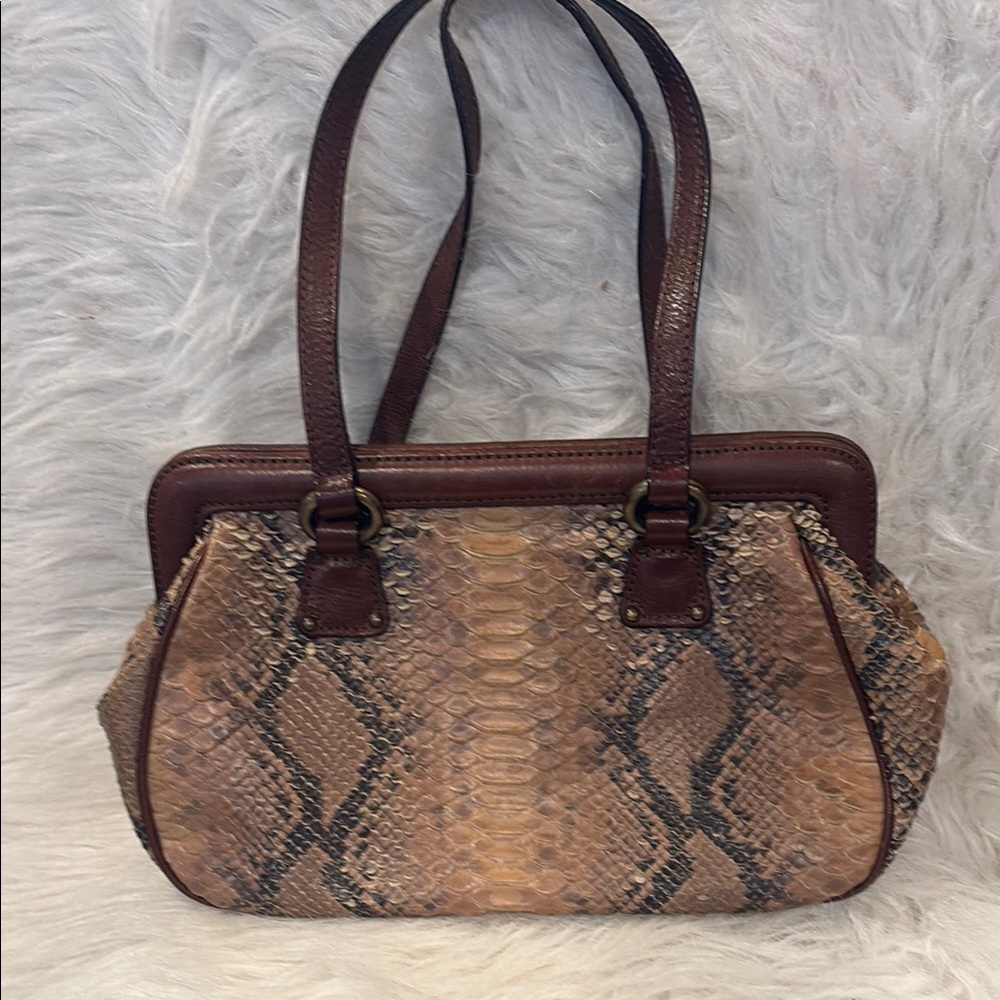 Donald J Pliner Couture Brown Croc Embossed Bag